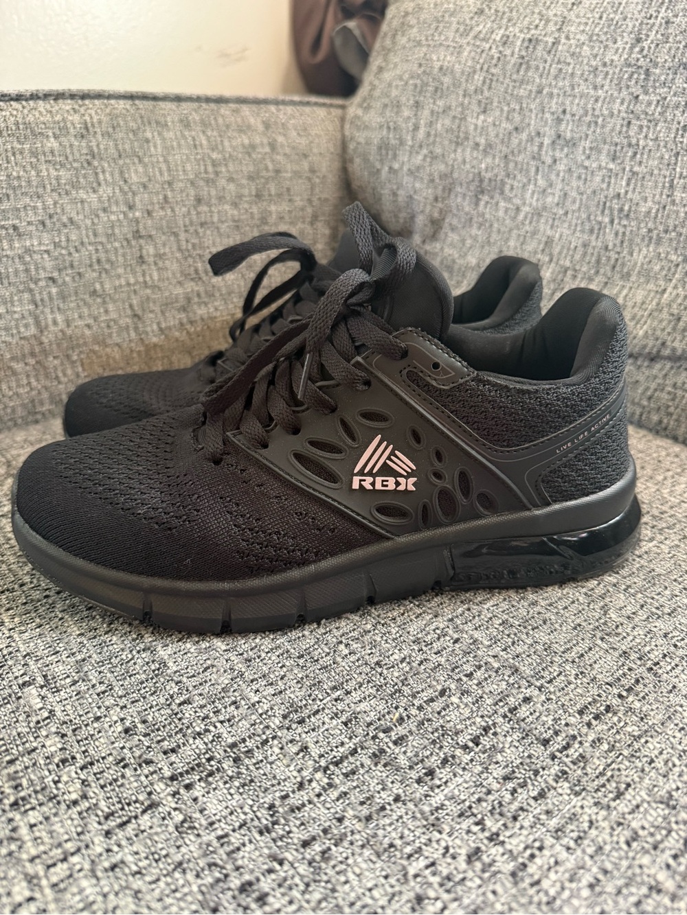 RBX Black Knit Athletic Sneakers with Supportive Side Cage